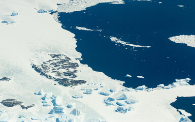 Aerial view of icy coastline of Antarctica. © AlexandraDaryl