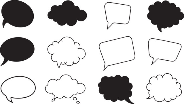 a collection of black and white speech bubbles with zzz isolated on transparent background, Vector, illustration