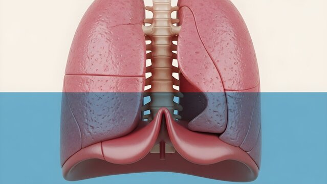 Medical illustration showing anterior and posterior views of human lungs with respiratory system anatomy highlighting lung structure lobes and anatomical perspectives for comprehensive respiratory edu