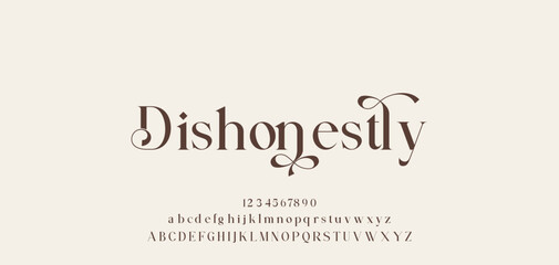 Obraz premium Lettering Minimalist Fashion. Elegant alphabet letters serif font and number. Typography fonts regular uppercase, lowercase.