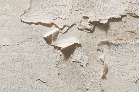 Vintage paste-up style wall texture featuring distressed white layers and torn fragments
