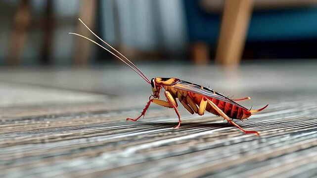 American cockroach pest flying inside home
