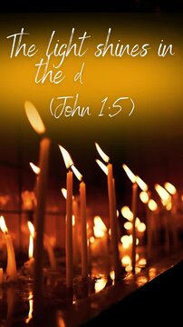 Holy Saturday Easter Vigil: Burning Candles with Bible Quote; Vertical Animation with Words