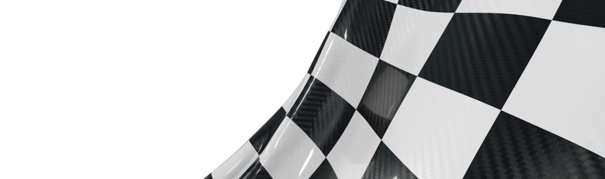 Dynamic image of a checkered flag wave on a white background, symbolizing speed, victory, and race themes. Perfect for d