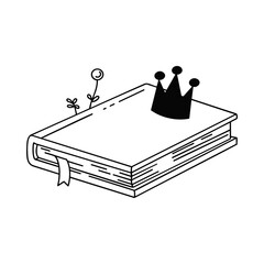 Book Fairytale Crown  Vector Illustration