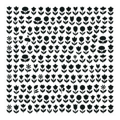 Fototapeta premium A flower icon set of various black silhouettes on a beige background