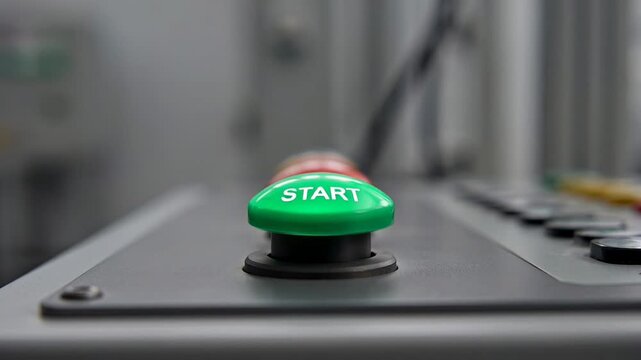 ?Pressing the start button on industrial control panel: activation sequence