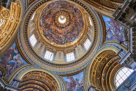 Interior of the Baroque church of Sant'Angese in Agone in Rome, Italy.