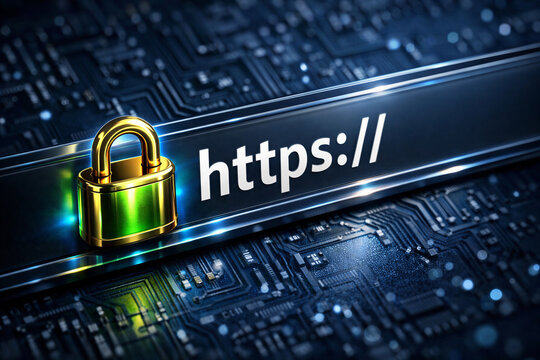HTTPS Secure Browser Address Bar with Green Padlock Icon