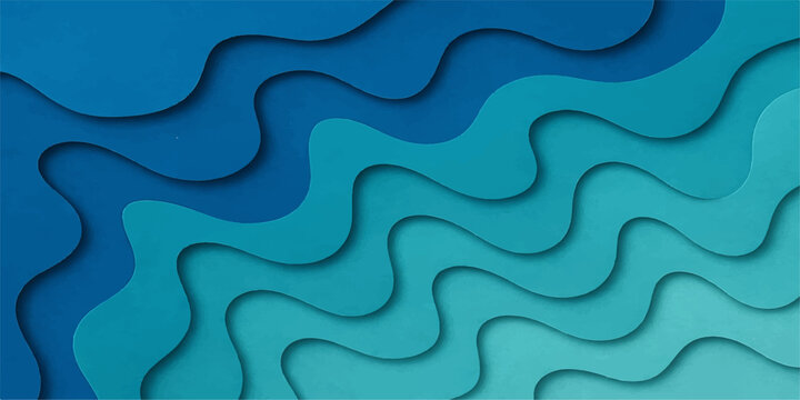 Seamless abstract blue wave pattern with 3d liquid texture and geometric curves creating a vector illustration backdrop for ocean water wallpaper design