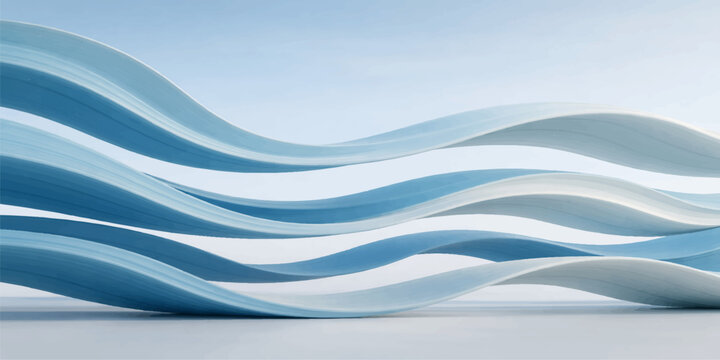 An abstract blue vector illustration features flowing wave patterns and light curves that create a motion design reminiscent of a deep sea ocean backdrop or artistic water flow wallpaper