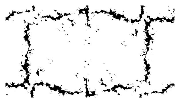 Distressed ink frame border with splattered edges in rough grunge style