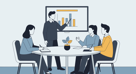 Flat Minimal Vector Illustration of Employee Training Workshop Discussion Session © Sajjad