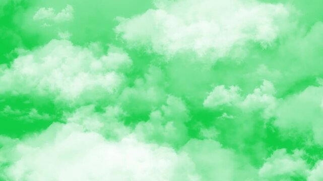 realistic clouds moving slow isolated on green background animation,spring real nature weather puffy cloud summer and spring day overlay social media motion design element