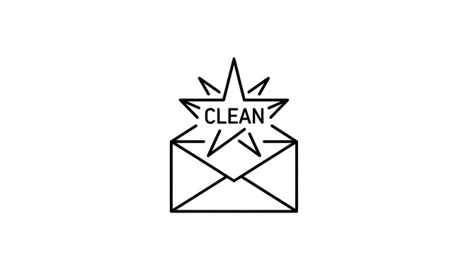Clean email icon, envelope symbol, spam free message, line art logo