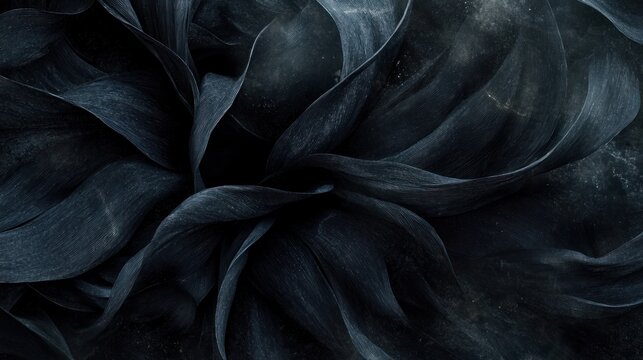 Dark, swirling, leaf-like abstract design