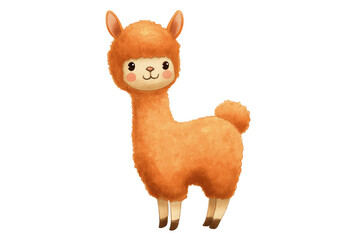 Fototapeta premium Cute Cartoon Fluffy Orange Alpaca Illustration