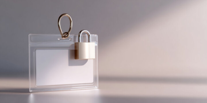 Blank ID badge with padlock security