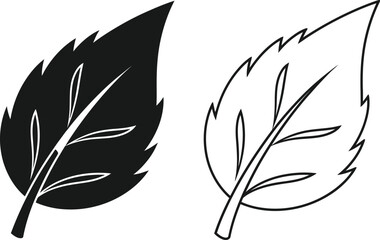 Obraz premium Black and White Leaf Icons Set Vector