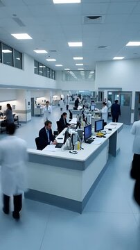 Hospital nurses station timelapse of busy medical staff