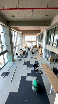 Interior office construction and fit-out timelapse