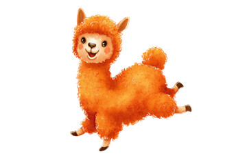 Fototapeta premium Joyful Llama Leaping Through the Air with Fluffy Wool