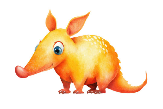 Goofy Cartoon Aardvark with a Long Snout and Big Smile