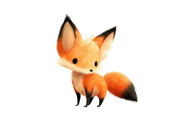 Fototapeta premium Adorable Red Fox Cub with Big Ears and Fluffy Tail
