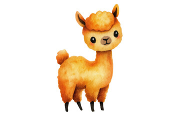 Fototapeta premium Adorable Orange Alpaca Watercolor Illustration