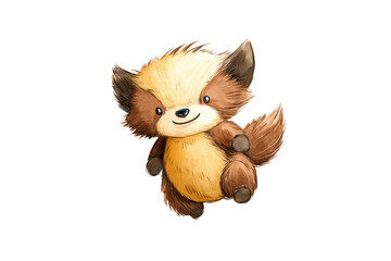 Fototapeta premium Whimsical Fluffy Fox-Like Creature Leaping