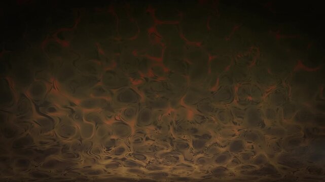 Abstract liquid texture with dark organic cells and glowing orange light forming a mysterious fluid pattern in a moody atmospheric setting