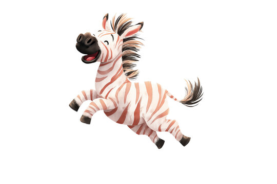 Happy Zebra with Pink Stripes Jumping