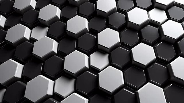 Digital black and white 3d honeycomb structure hexagonal background