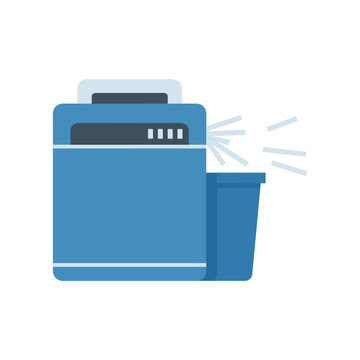 blue printer with paper jam, office equipment