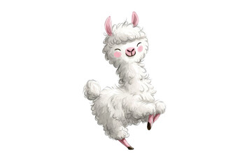 Fototapeta premium Adorable White Alpaca with Rosy Cheeks