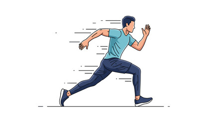 Active man in sportswear running quickly with motion lines indicating speed during an outdoor workout or athletic race.