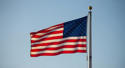 Obraz premium Memorial day tribute american flag waving high in patriotic honor
