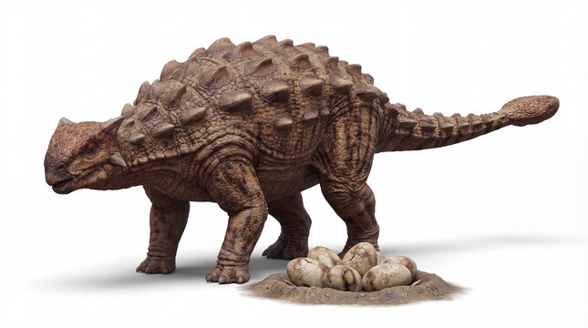 Ankylosaurus magniventris nest with dinosaur eggs reproduction behavior illustration