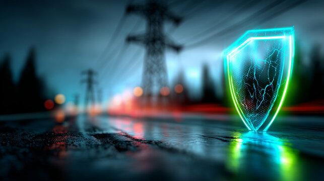 Energy Grid Cybersecurity Shield Power Transmission Protection

