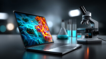 Fototapeta premium Materials Science Lab Laptop Analysis Software Composites Research