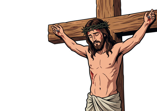 Jesus Christ on the Cross Crucifixion Illustration. Semana Santa. Holly week