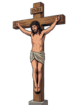 Jesus Christ Crucifixion with INRI Sign. Semana Santa. Holy week