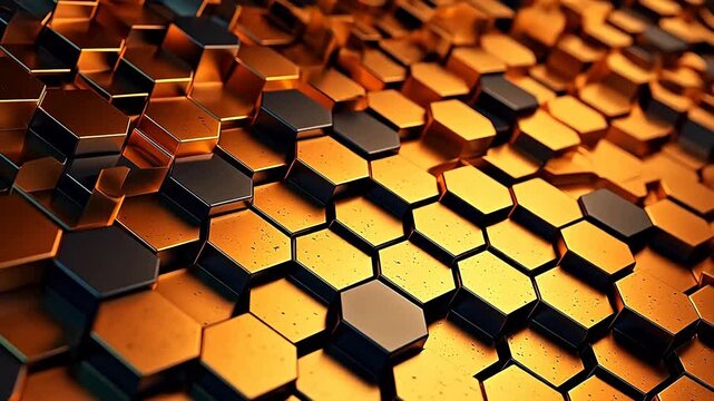 Digital golden 3d honeycomb structure hexagonal  background