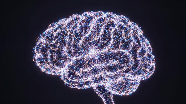 Neural network digital brain artificial intelligence data visualization glowing light particle trail deep learning future technology quantum cosmos abstract cosmic explosion galaxy nebula star energy