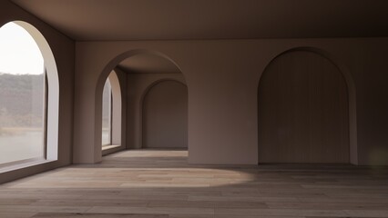 Obraz premium japandi interior design modern, empty room and decor concept. 3d