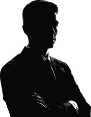 man, silhouette, portrait, male, profile, face, head, shadow, black, isolated, vector, person, human, avatar, outline, identity, confident, businessman, minimal, illustration © MstLaila