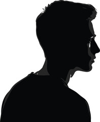 man, silhouette, profile, side, portrait, male, head, face, shadow, black, isolated, vector, person, identity, anonymous, minimal, human, avatar, outline, illustration © MstLaila