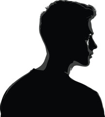 man, silhouette, profile, portrait, male, side, face, head, shadow, black, isolated, vector, person, anonymous, identity, human, minimal, avatar, outline, illustration © MstLaila