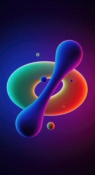 Energetic abstract composition featuring flowing, interconnected shapes and a saturated spectrum of complementary colors, symbolizing vibrant equilibrium, texture, energy, composition