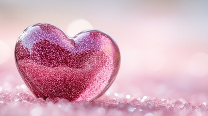 Fototapeta premium Pink heart, bokeh background, romantic, love